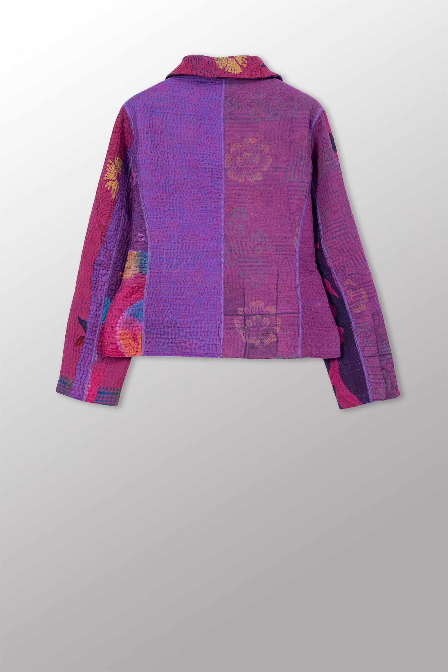 JACQUARD SILK KANTHA CROPPED BASIC JACKET - js4096-cprp002m -