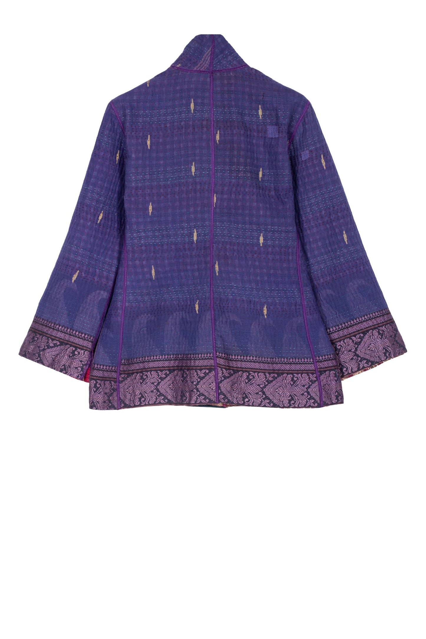 WOVEN VINTAGE COTTON KANTHA SHORT JACKET - fw4007-5001s -
