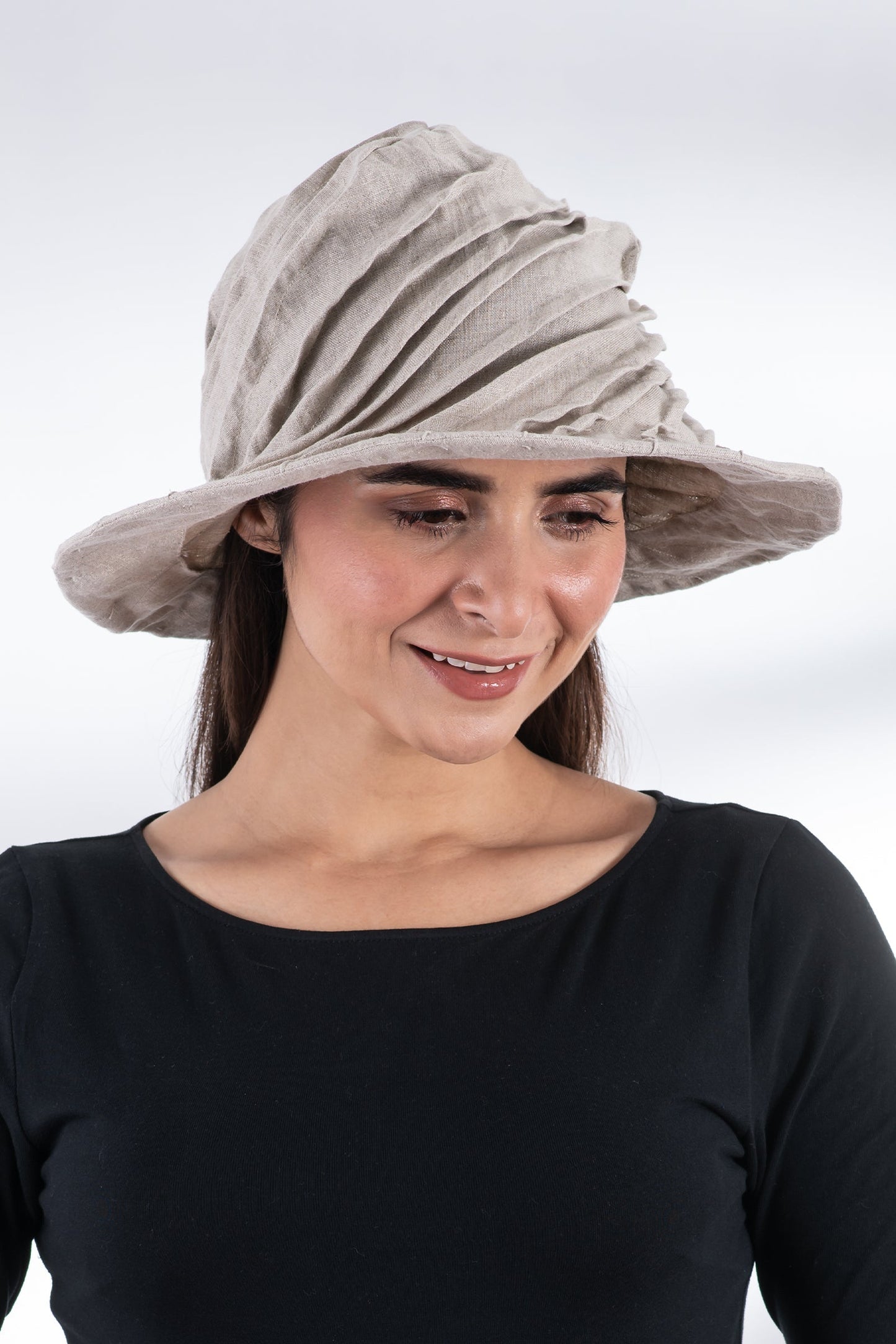 LINEN TWIST TUCKED BRIM HAT - ln1886-ntl -