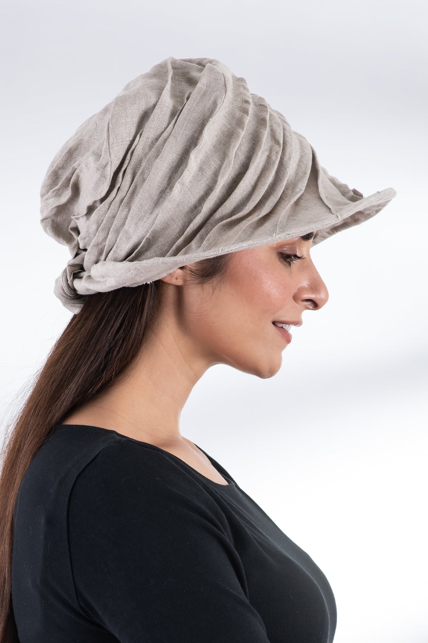 LINEN TWIST TUCKED BRIM HAT - ln1886-ntl -