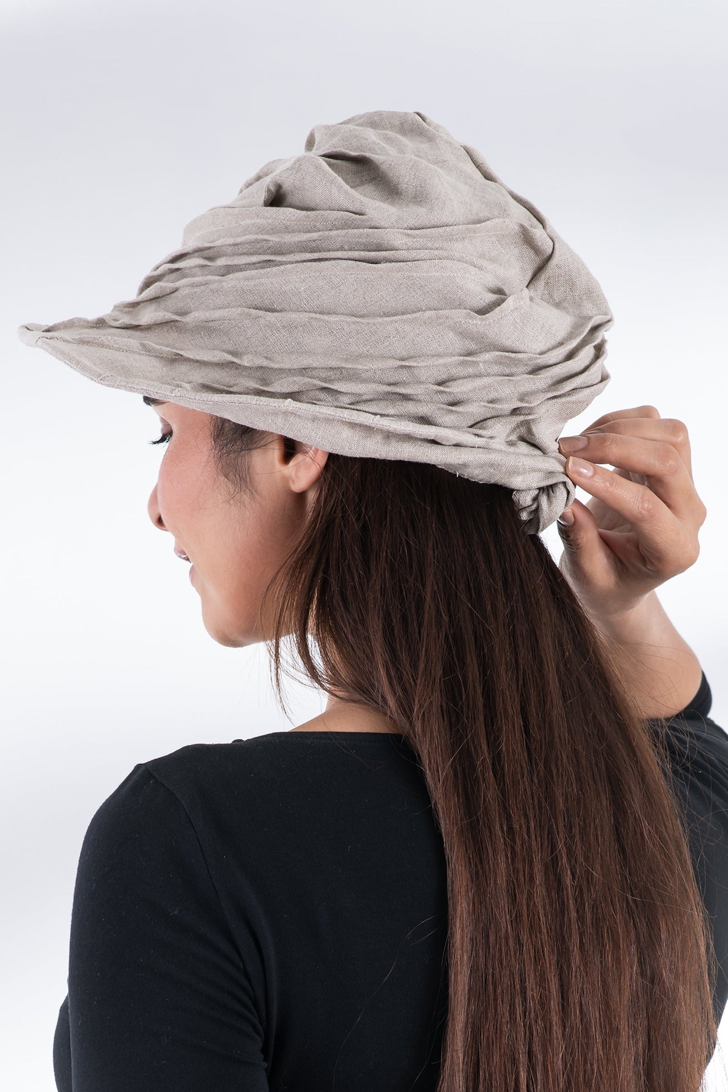 LINEN TWIST TUCKED BRIM HAT - ln1886-ntl -