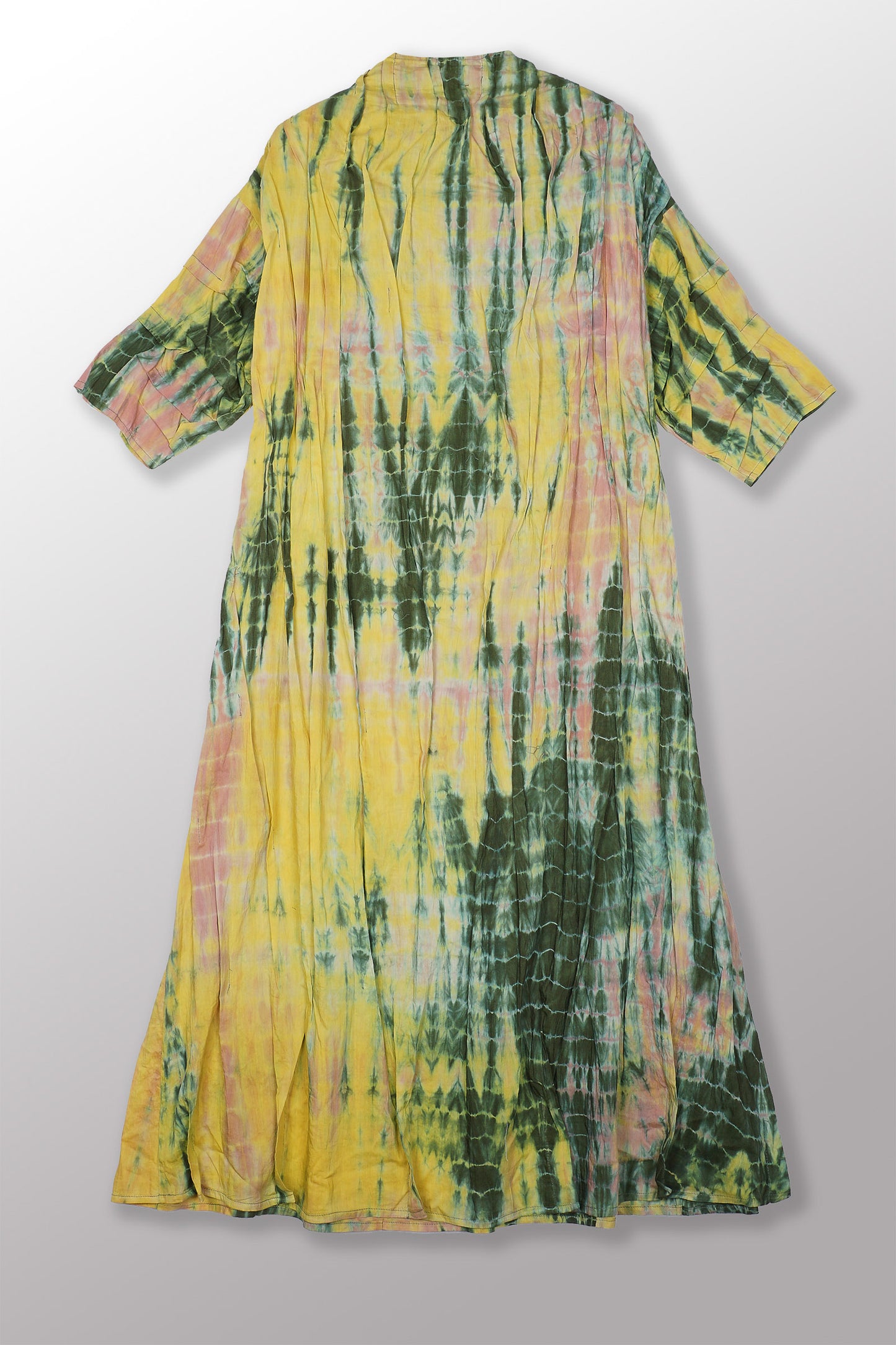 MONE SHIBORI TIE DYE FUNNEL NECK DRESS - ms1455-grn -