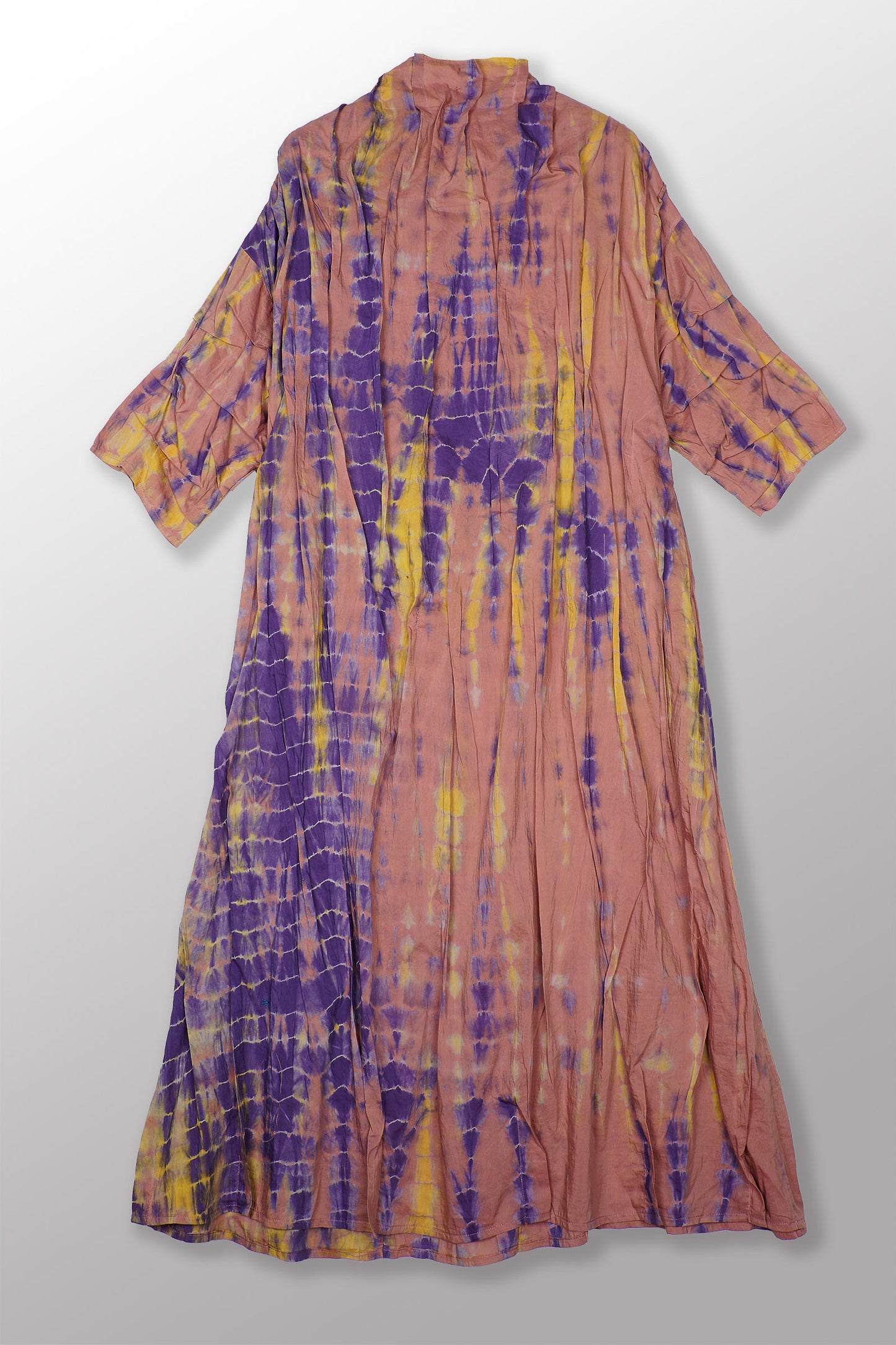 MONE SHIBORI TIE DYE FUNNEL NECK DRESS - ms1455-prp -