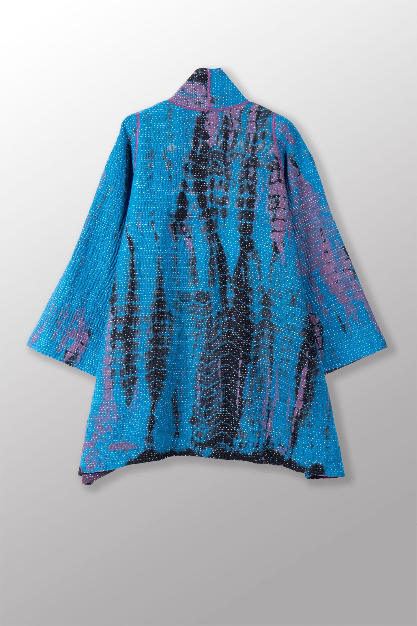 MONE SHIBORI TIE DYE KANTHA A-LINE JACKET - ms5003-tuq -