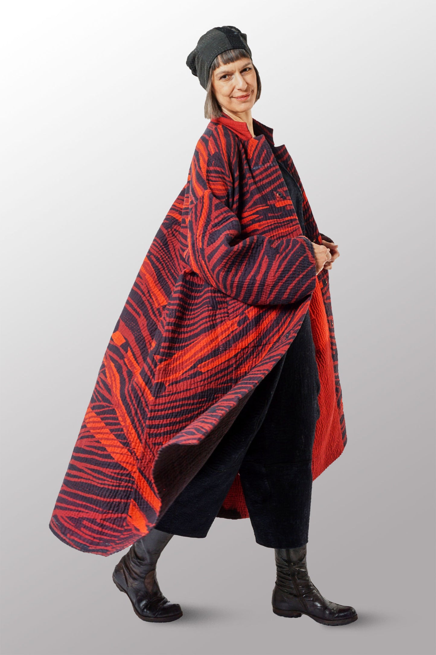 MAGMA AND OMBRE  KANTHA NEW OVERSIZED COAT - mw5342-red -