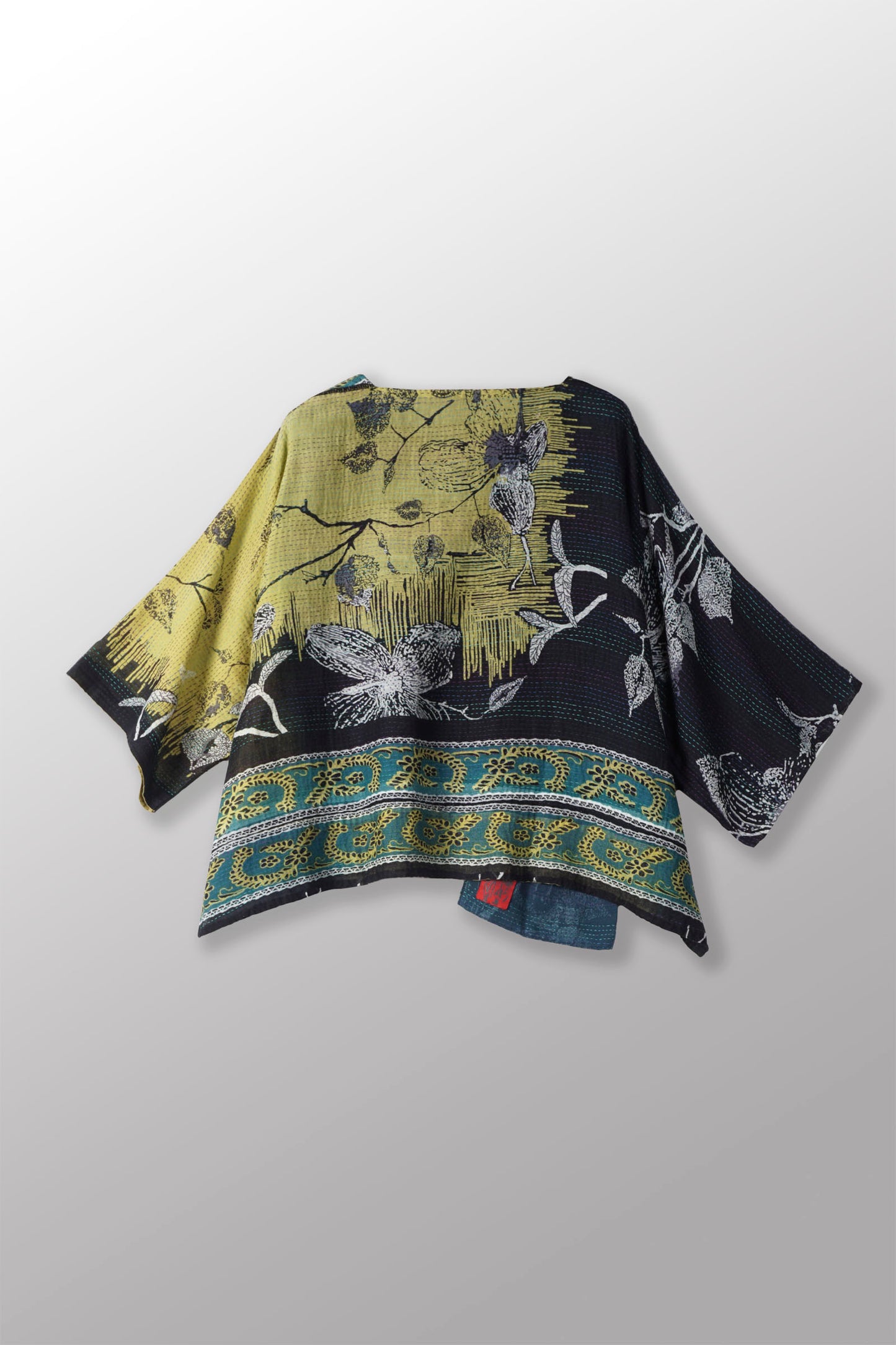 ORGANIC LEAVES KANTHA 3/4 SLV. CROP TOP MIO - ol2538-blk -