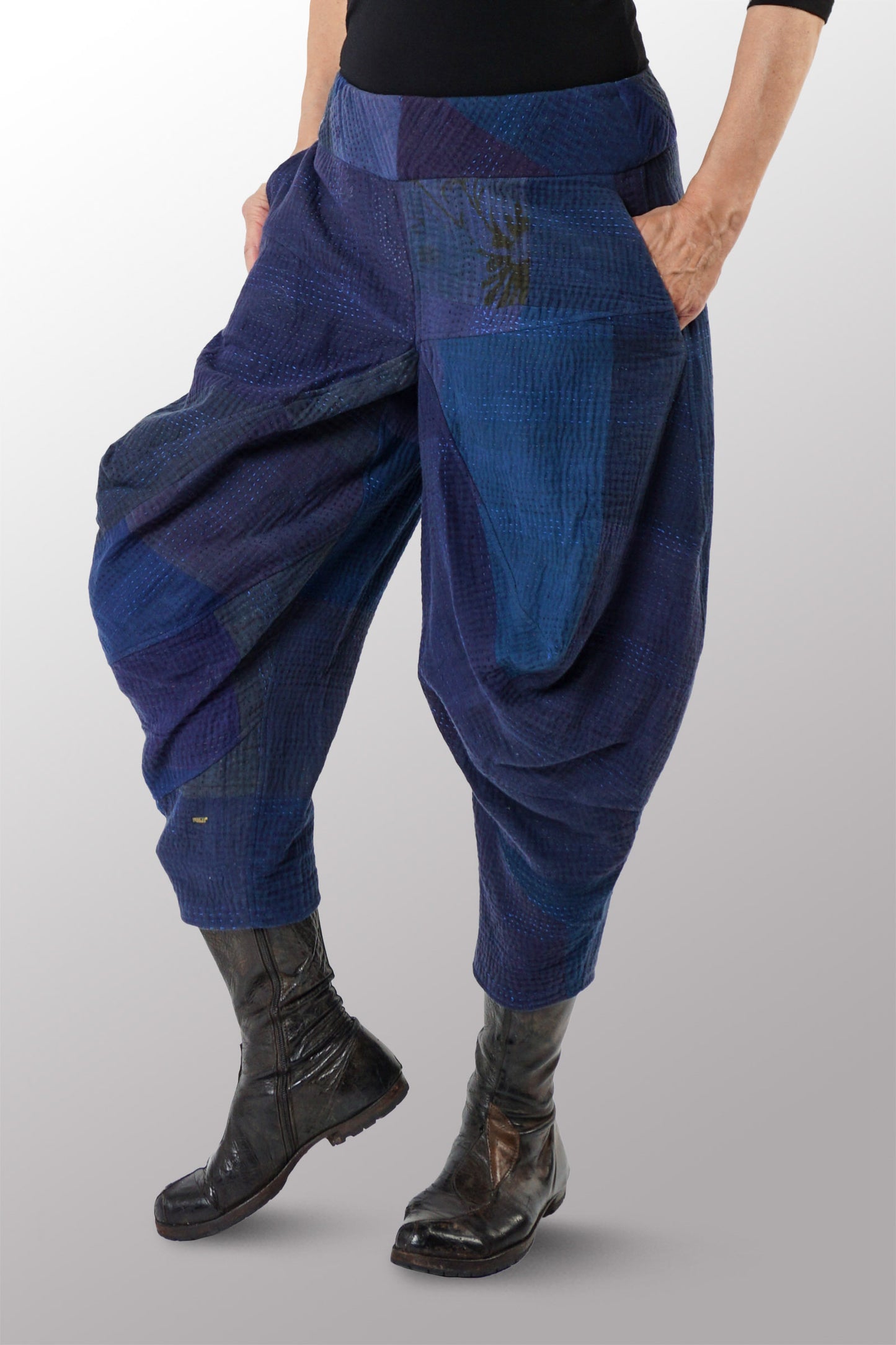 OMBRE PATCHED KANTHA NEW YAMAHA PANTS - op4652-nvy -