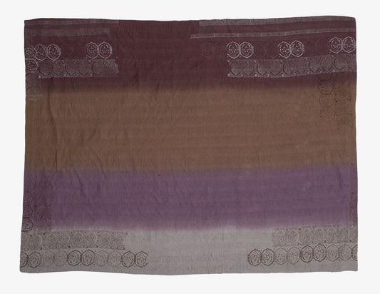 Vintage Fray Patch & Ombre Kantha Throw -Chocolate -