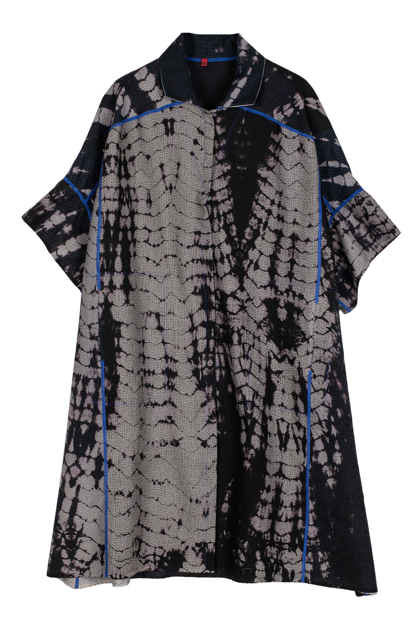 SERPENT PRINT KANTHA WIDE SHIRT DRESS - sp2448-blk -