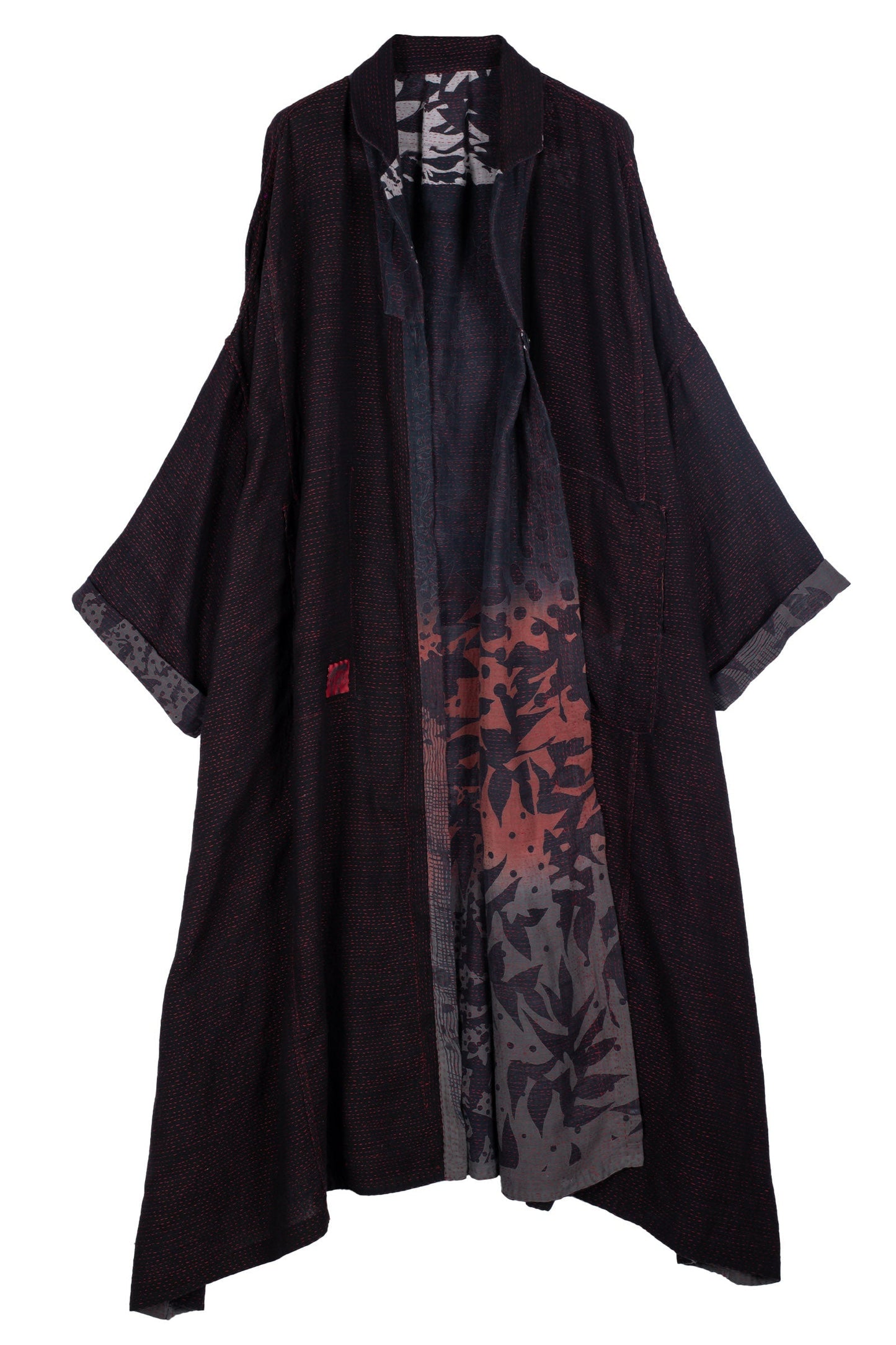 MONOTONE TWILIGHT PRINT KANTHA OVERSIZE DRESS - tp2432-red -