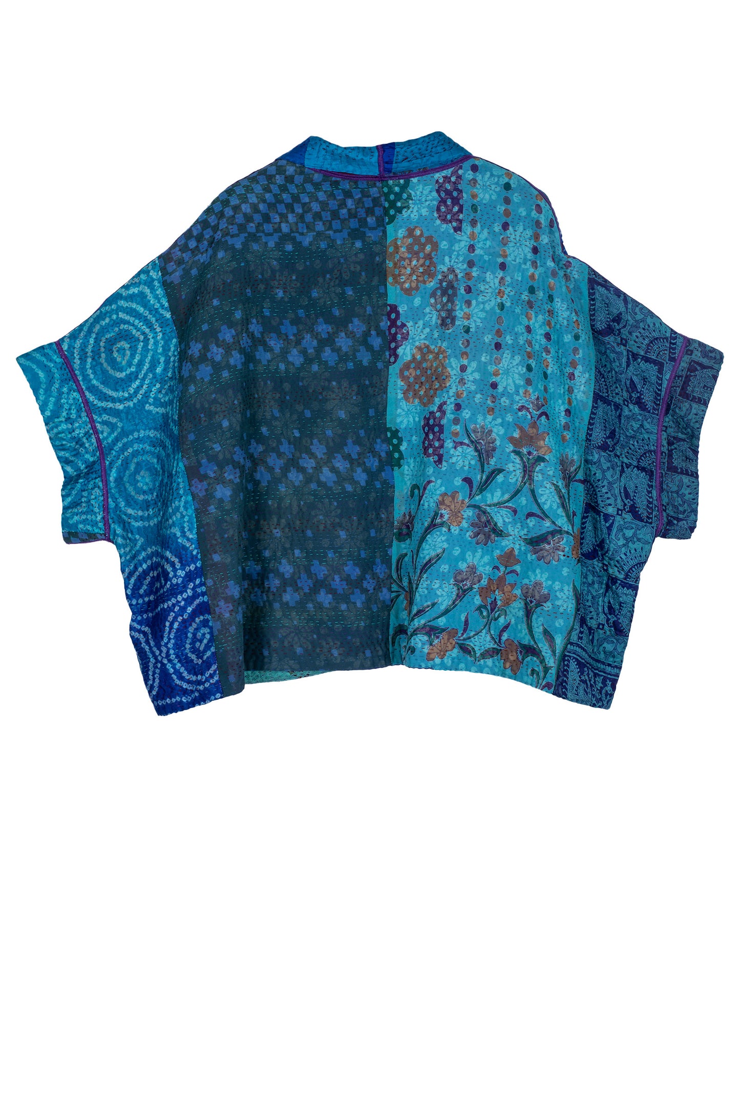 JACQUARD SILK KANTHA MINI PONCHO