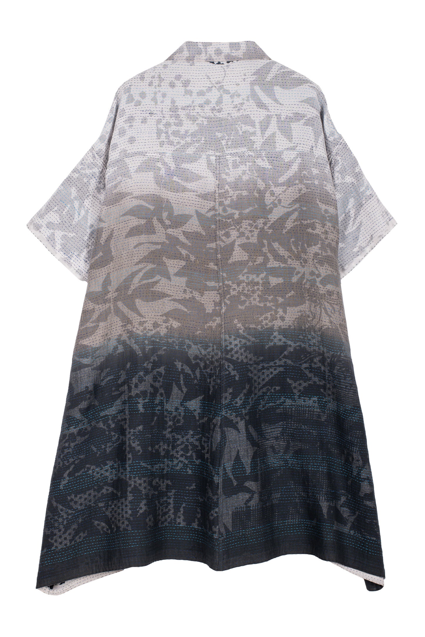 MONOTONE TWILIGHT PRINT KANTHA HALF SLV. SHIRT DRESS