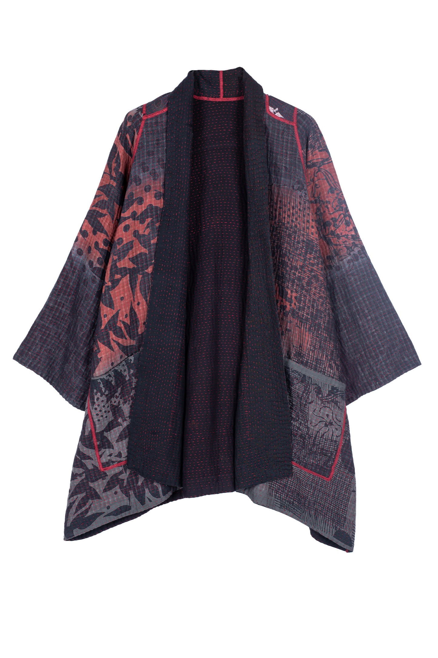 MONOTONE TWILIGHT PRINT KANTHA A-LINE JKT